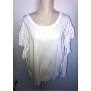 Chaser Vintage Collection White Scoop Neck Cold Shoulder Ruffle Long Sleeve  - M